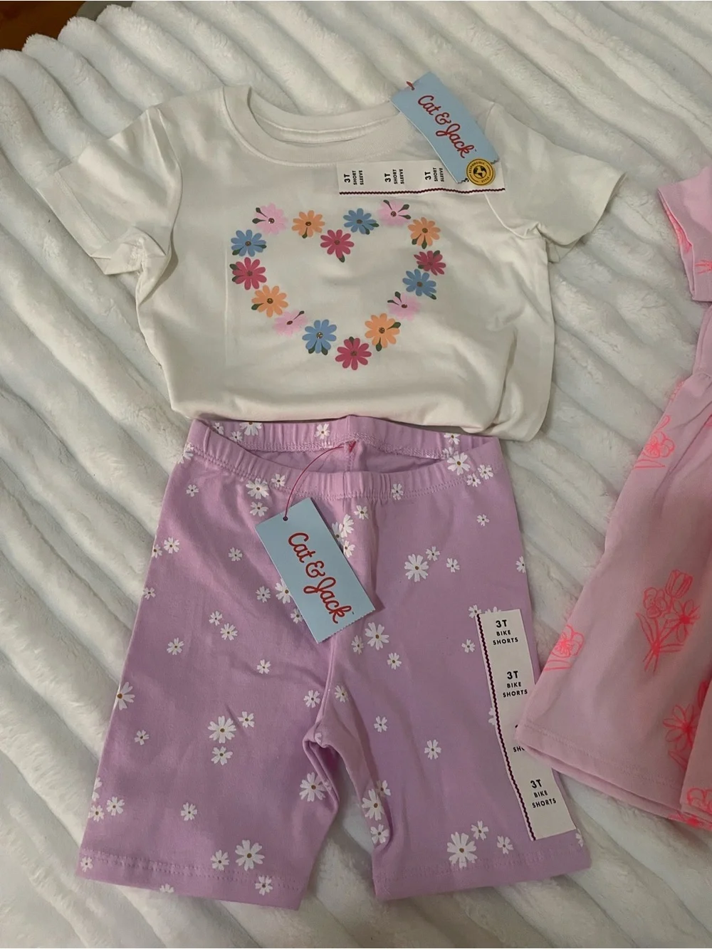 Pink Baby Dress and two t-shirt and two shorts for baby girls 3T is bundled